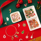 SANNIX 110Pcs/55 Pairs Christmas Charms, Holiday Enamel Charms Red Green Pink Gingerbread Xmas Pendants for DIY Bracelet Necklaces Earrings Craft Supplies - style: Assorted Christmas Charms