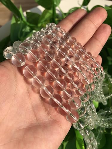 60pcs Clear Quartz Stone Beads，6mm Healing Power Natural Stone Round Loose Beads for Jewelry Making Earring Necklace DIY Crafts - color: Smooth Clear Quartz Stone, size: 6mm 60beads