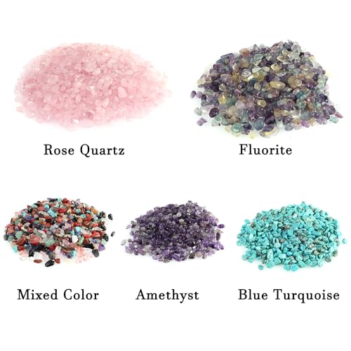 400pcs Natural Chip Stone Beads Fluorite 5-8mm Irregular Gemstones Healing Crystal Drilled DIY Loose Rocks Bead Crystal for Bracelet Necklace Jewelry Making Crafting, SSZZ-1 - color: Fluorite