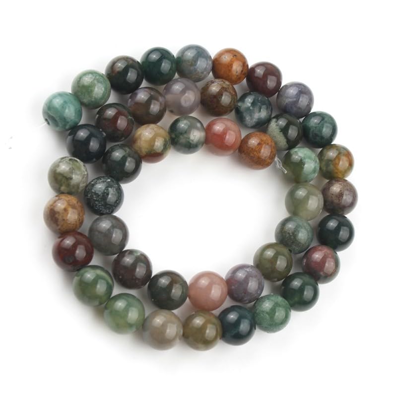 Indian Agate 6mm 60 Pcs Stone Beads for Jewelry Making Large Beads Bracelet Keychain Loose Round Smooth Gemstone Beads Necklace Earrings DIY Arts and Crafts Natural Stone Beads ﻿ - color: Indian Agate, size: 6mm