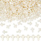 SUNNYCLUE 1 Box 300Pcs White Cross Beads Crosses Beads Small Bulk Pure Plastic Sunday Rosary Loose Spacer Crucifix Imitation Pearl Beads for Bracelets Beading Necklaces Keychains Supplies Women Adult - color: Creamy White