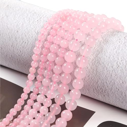 HAAMIIQII 8mm Natural Pink Rose Quartz Beads Round Gemstone Loose Beads for Jewelry Making 2 Strands (92-96pcs) - color: Pink Rose Quartz, size: 8mm (92-96pcs)