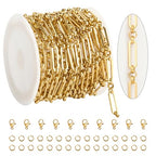 KYUNHOO 13 Feet Stainless Steel Chain for Jewelry Making 4MM Wide Paperclip Chains Small Circle Link Chain Gold Jewelry Making Chains with Lobster Clasps and Jump Rings - color: Paperclip Gold