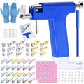 Ear Piercing Gun Kit, Reusable Ear Nose Piercing Gun Machine with Stainless Steel Piercing Earrings Studs, Crystal Earrings for At Home Salon Earlobe Cartilage Helix Tragus Piercing Tool Set - color: Blue