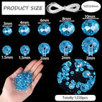 Song Xi 1250PCS 5 Different Lake Blue Crystal Beads for Jewelry Making, Rondelle Glass Beads for Bracelets Necklace, Earring and Making Supplies, Arts and Crafts, AB Color (3/4/6/8/10mm) - color: AB Lake Blue