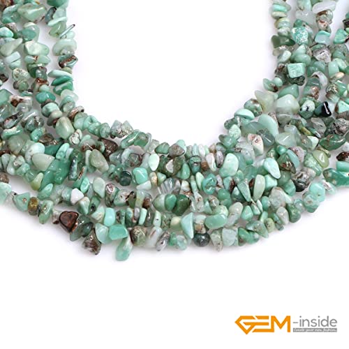 GEM-Inside 7-8MM Gemstone Green Opal Gravel Beads Strands 34 Inches - color: Green Opal