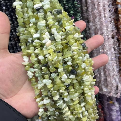 200pcs Natural Chip Stone Beads Gemstone Healing Crystal Loose Rock Bead Irregular Glass Seed Charm Beads Drilled DIY for Jewelry Bracelet Necklace Earrings Making Crafting Supplies (Green Jade 5-8mm) - color: Green Jade