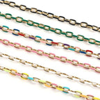 UMAOKANG 2 Meters Pink Enamel Paperclip Chains for Jewelry Making Gold Plated Stainless Steel Jewelry Chain for Necklace Bracelet DIY Jewelry Supplies Findings - color: Pink