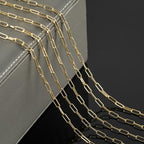 YOUBEIYEE 16.4 Feet 18K Gold Plated Brass Chain Roll Flat Paperclip Chain for Jewelry Making Handmade Women Necklace Bracelet DIY Jewelry Findings - color: Flat Paperclip