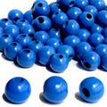 100pcs Navy Blue Wooden Beads with 16MM Diameter for Craft DIY Macrame Beads(Hole:6mm) - color: Navy bule