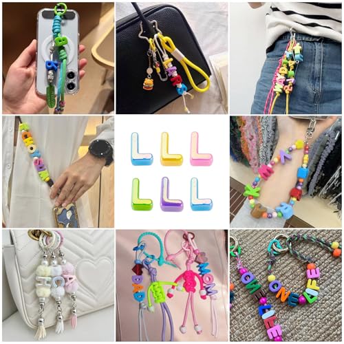 Beadthoven 20pcs Big Letter L Beads Large Hole Bubble Alphabet Acrylic Beads Charm Iridescent Plastic L Shape Loose Chunky Spacers for Jewelry Making Bracelet Necklace Keychains Shoelaces Crafts - color: L