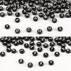 1000pcs Black Mixed Round Acrylic Letter Beads 4x7mm White Alphabet Number Beads for Jewelry Making and DIY Bracelets - color: Black/White Letter&Number, size: 4x7mm