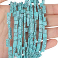 Natural Turquoise Stone Beads, Each Approximately 5x5x2mm Square 2-Hole Spacer Bead, are Used to Make Bracelets, Earrings, Necklaces, with Each String Measuring 15-16 Inches - color: Turquoise