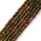 Faceted 4x6mm Natural Unakite Stone Rondelle Spacer Gemstone Beads Loose Semi Gemstone Beads for Jewelry Making - color: Unakite