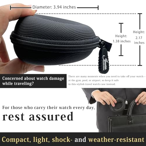 Watch Travel Case, Shock-Tested Single Watch Case for Wristwatches & Smart Watches, Red - color: Red