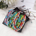 XIJIN 18 Pieces Elastic Beaded Anklets for Women Handmade Beach Boho Colorful Beads Ankle Bracelets Set - color: Colorful b