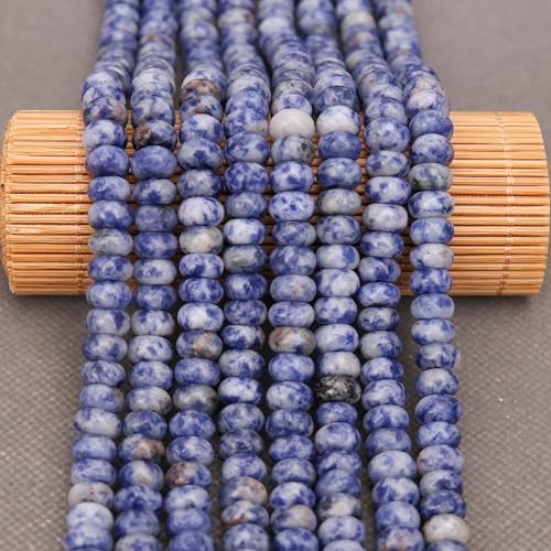 BONNY BOXX 1 Strand Natural 5 * 8mm Blue Dot Rondelle Beads, Natural Abacus Disk Stone Beads Loose Spacer Gemstone for DIY Bracelet Necklace Jewelry Making - color: Blue Dot, size: 5*8MM
