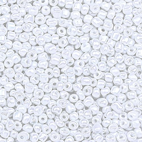 2000pcs Glass Seed Beads Bulk, 4mm 6/0 Mini Pony Spacer Small Individual Color Seed Beads for DIY Bracelet Necklaces Wrist Jewelry Making, Cream White - color: Cream White