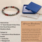 LPBeads Handmade Natural Gemstone Stretch Elastic Bracelet Healing Crystal Round Stone Beads Jewelry Gifts for Women Men - color: African Bloodstone, size: 6mm
