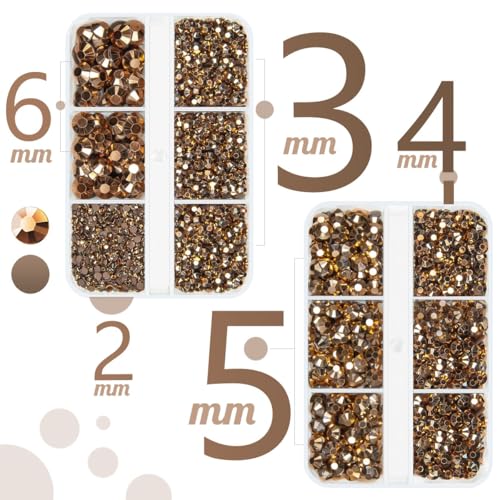 qiipii 3060PCS Retro Brown Resin Rhinestones for Crafting Coffee Flatback Jelly Resin Stones 2mm 3mm 4mm 5mm 6mm Non-Hotfix Old Copper Gems Stones Diamonds Crystals for Tumblers Mugs Bottles Crafts - color: Copper