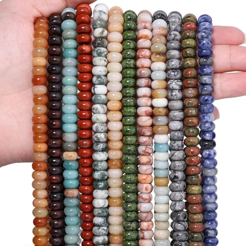 Songxi 5x8mm Natural Blue Amazonite Beads, 75PCS Spacer Round Loose Abacus Beads for Jewelry Making, Gemstone for Bracelet Necklace Earrings, Arts and Crafts - color: Blue Amazonite