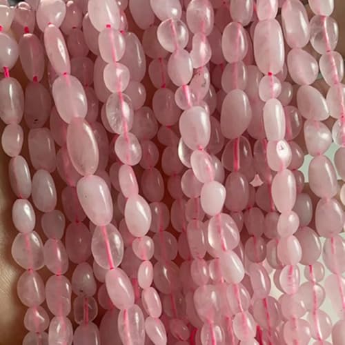 6-8mm Natural Rose Quartz Nuggets Oval Free Tumbled Pebble Semi Precious Gemstone Loose Stone Beads Approx 15.5 inch for DIY Jewelry Making - color: Rose Quartz