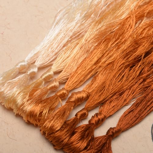 100% Nature Mulberry Handmade Embroidery Silk Thread Woven Jewelry Accessory Artificial Flowers Cross Stitch Floss DIY Sewing Kits 9 Gradient Colors 22m Each (46) - color: 46