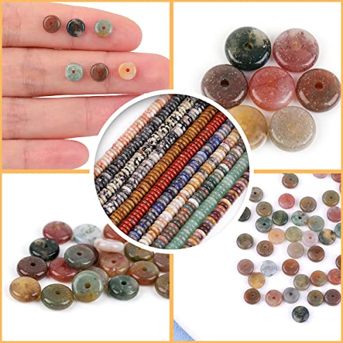GEM-Inside 2x6mm Natural Green India Agate Stone Semi-Gemstone Heishi Disc Rondelle Spacer Beads for Jewelry Making Full 15" Strand Energy Stone Healing Power Crystal - color: Green India Agate