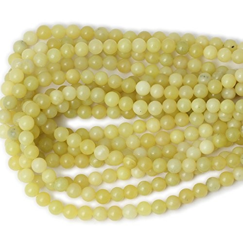 45PCS 8mm Natural Yellow Lemon Jade Gemstone Round Loose Beads for Jewelry Making DIY Findings 1 Strand 15" - color: Lemon jade, size: 8mm