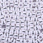 1000Pcs White Acrylic Letter Beads 6x6mm Letter T Cube Alphabet Beads for DIY Bracelet Necklace Jewelry Making - color: Letter-T