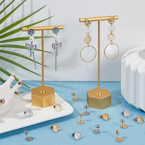 SUNNYCLUE 1 Box 80Pcs 20 Pairs Flat Round Earring Posts Stainless Steel Earring Post with Loop Silver Gold Ear Studs Blank Stud Findings for Jewelry Making Accessories DIY Crafts 1.4mm - color: 20pairs Round Stamping Stud Earring Findings With Ear Nuts