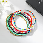 XIJIN 18 Pieces Elastic Beaded Anklets for Women Handmade Beach Boho Colorful Beads Ankle Bracelets Set - color: Colorful c