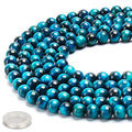 70PCS Natural 8MM Healing Gemstone, Blue Tiger’s Eye Energy Stone Round Loose Beads, Semi-Precious Crystal Beads with Free Elastic String for Jewelry Making DIY - color: Blue Tiger’s Eye, size: 8MM