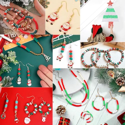 2009pcs Christmas Clay Beads Bracelet Making Kit, Gold Beads Clay Bead Charms for Jewelry Making DIY Bracelet, Necklace, Earring, Arts Crafts DIY Gifts Christmas Gifts - color: 3 Christmas model