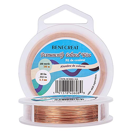 BENECREAT 28 Gauge Bare Copper Wire with Oil Coated, Tarnish Resistant Copper Wire for Jewelry Craft Making, 330-Feet/109-Yard - color: Bare Copper Wire, size: 28-Gauge(328-Feet/109-Yard)