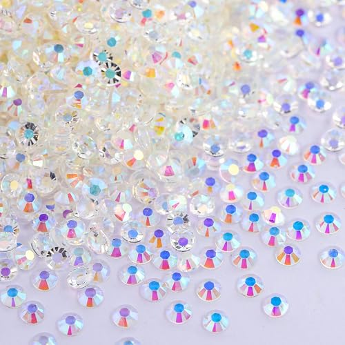 Blinginbox 5000pcs Flatback Rhinestones,Resin Non Hotfix Rhinestones Large Quantity Wholesale for Crafts DIY Creative Design,Clothes,Makeup,Nail Art (6mm=0.24",Transparent Clear AB) - color: Transparent Clear AB, size: 6mm=0.24"
