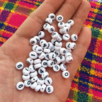 Amaney 500pcs White Acrylic Number Beads 7x4mm Mixed Number Beads Acrylic Plastic Round Shape Loose Beads - color: White, size: 7x4mm