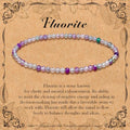BONNY BOXX Natural Genuine Gemstone Faceted Round Beads Bracelets, 3mm Adjustable Stretchy Tiny Faceted Black Tourmaline Bracelet, Healing Crystal Reiki Chakra Dainty Jewelry Fashion Gifts - color: Fluorite