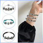 TOAOB 30pcs Assorted Rhinestone European Antique Silver Plating Silver Lampwork Charming Beads Inlaid Rhinestone Large Hole Spacer Beads Charms Supplies for Bracelet Necklace Jewelry Making