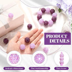 40 Pcs 20 mm Rhinestone Beads Bulk Crystal Round Disco Ball Chunky Bubblegum Beads for Pens Bracelets Charms Craft European Style Jewelry Making Supplies Christmas(Purple) - color: Purple
