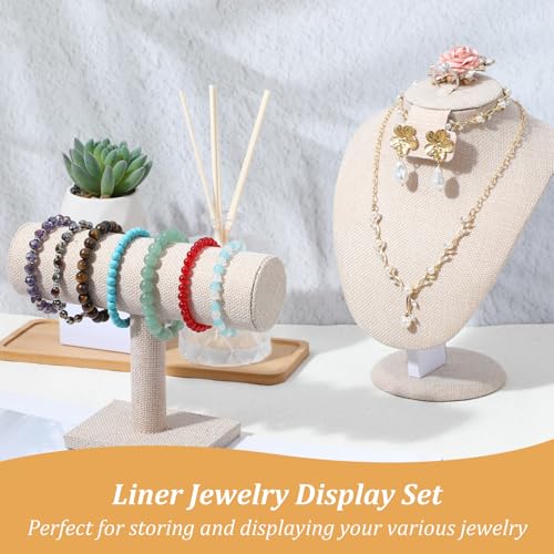 2 Pcs Jewelry Display Set Necklace Mannequin Bust T Bar Bracelet Holder for Earring Necklace Ring Display