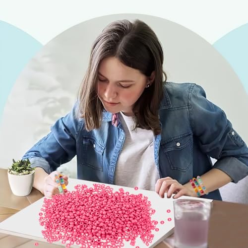 QPIXVB 1100PCS Pony Beads,Beads for Jewelry Making Bracelets Making Friendship Bracelet Hair Beads Kit for Crafts Cute Bulk Pony Beads for Keychain Necklace Making - color: rosy red beads