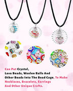 JIALEEY Spiral Bead Cages Pendants, 30 PCs 3 Sizes Silver Plated Stone Holder Necklace Cage Pendants Findings for Jewelry Making and Crafting