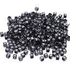 1000Pcs Black Acrylic Square Letter Beads White Cube Alphabet Beads White Letter A-Z Mixed Plastic Loose Beads for Jewelry Making Friendship Bracelets Key Chains Necklaces(6mm) - color: black-white(6mm)