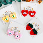 Xaekicr 4PCS Polymer Clay Cutters Set - Eye, Strawberry, Clover Heart Shape Clay Earring Cutters for DIY Jewelry Making, Clay Tools and Polymer Clay Molds - color: 2A color