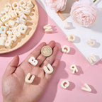 52Pcs 26 Styles Alphabet Shaped Beads Large Hole Letter Beads Small A to Z Hollow Pearlized European Acrylic Loose Smooth Spacers for Necklace Earrings Bracelets Keychain Jewelry DIY Crafts - style: Style 3