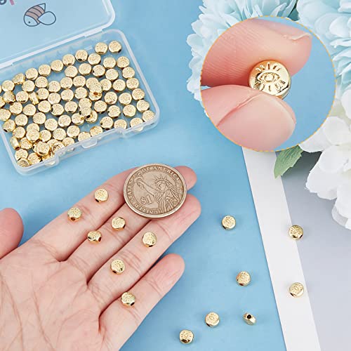 Beebeecraft 100Pcs/Box Evil Eye Spacer Beads 18K Gold Plated Monster Eye Beads Charm 5.5x6mm Loose Jewelry Making Beads for DIY Bracelet Earring Necklace - color: Evil Eye