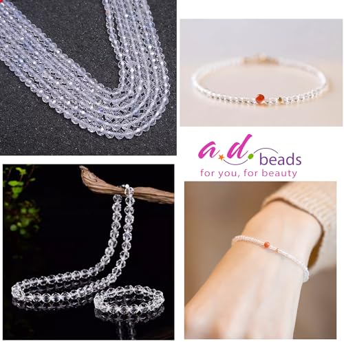 AD Beads Natural Gemstone Diamond-Cut Micro-Faceted Round Tiny 4mm Small Round for DIY Necklace Jewelry Making Beads (Clear Crystal) - color: Clear Crystal