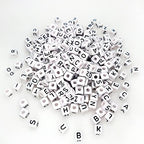 300 Pieces 10x10mm Big Large Cube Acrylic Alphabet Letter Beads A-Z Mixed Plastic Shape Loose Beads for Jewelry Making Bracelets Necklaces Key Chains (White) - color: White