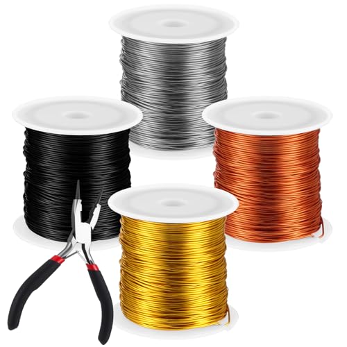 4 Rolls 20 Gauge Wire for Jewelry Making with Pliers 4 Colors 20 Gauge Jewelry Wire Craft Wires Tarnish Resistant Beading Wires for DIY Craft Making Supplies